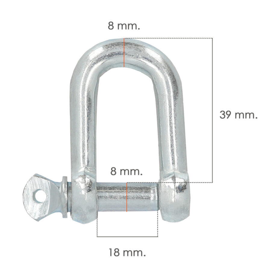 Grillete Recto Galvanizado 8 mm. 5/16" Uso Domestico