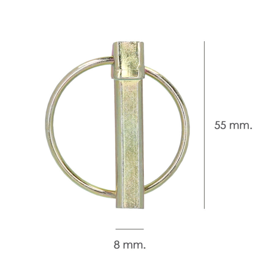 Pasador Anilla Ø 8 x 55 mm. Acero Zincado, Pasadores Anillas, Pasador Remolque, Pasador Tractor, Pasador Bulones Tractor