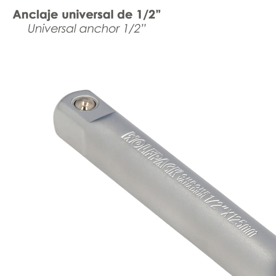 Alargadera Llave De Vaso Cuadradillo 1/2" Longitud 125 mm. Acero Cromo Vanadio