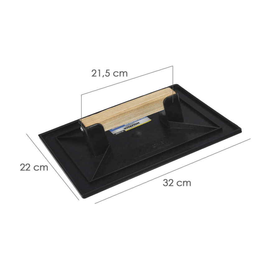 Talocha Plastico 32 x 22 cm. Mango Madera Negra Con Alveolos