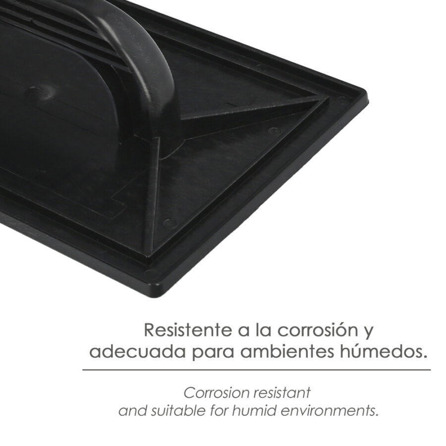 Talocha Plastico 34 x 23 cm. Mango Redondo Negro Con Alveolos