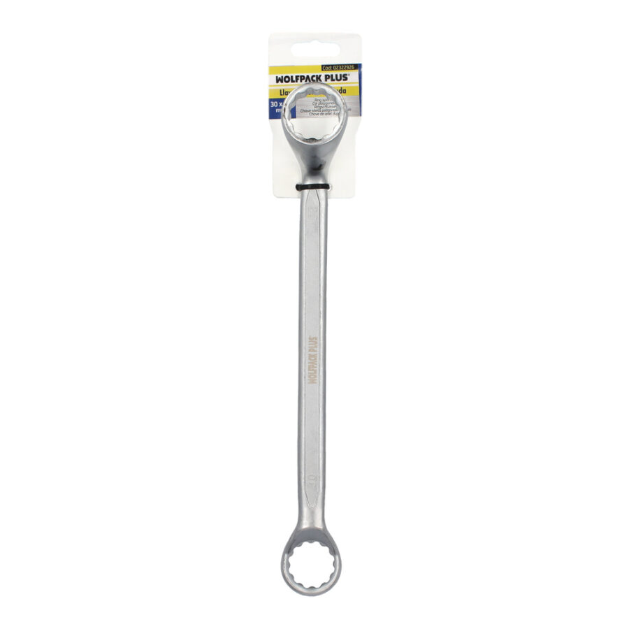 Llave Estrella Acodada Plus Acero Cromo Vanadio 30x32 DIN 838. Llave Doble Boca Acodada, Llave Fija Estrella Acodada