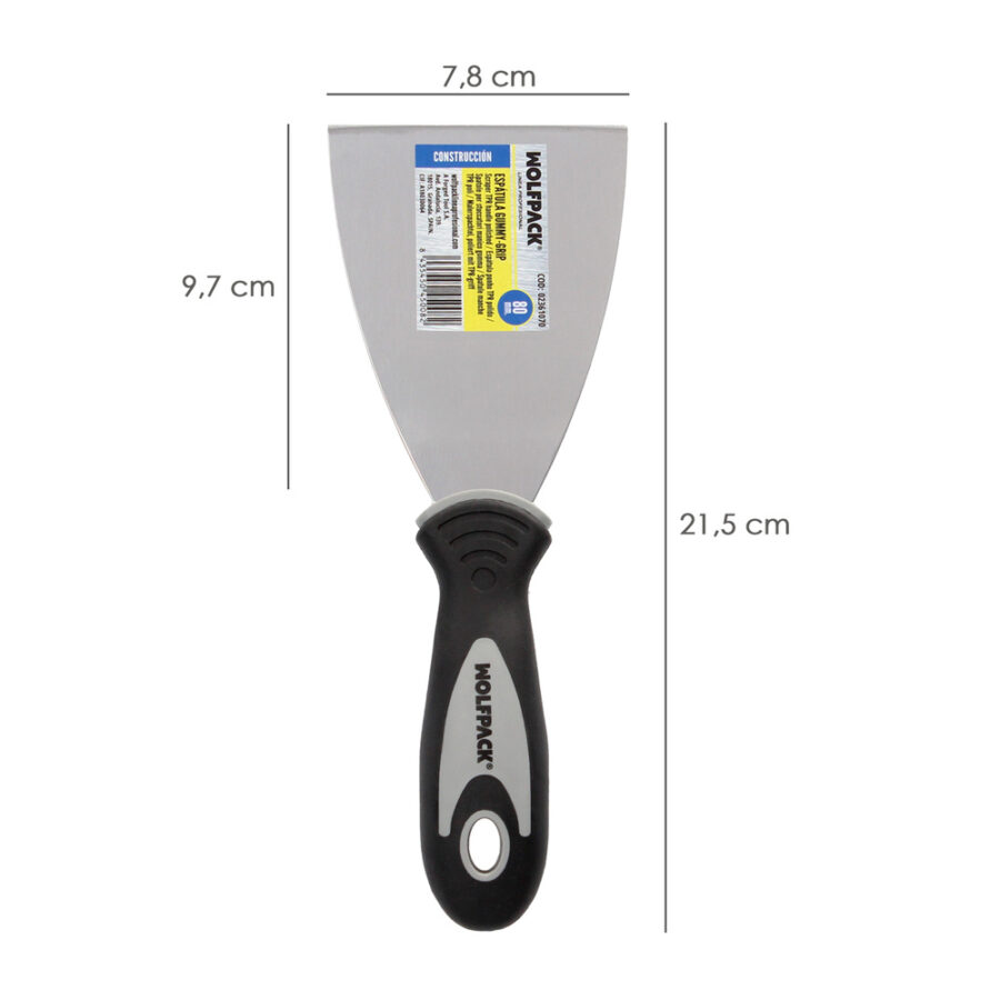 Espatula Mango Gummy Grip Hoja 80 mm. Aplicar Yeso, Pintora, Masillas, Pladur, etc.