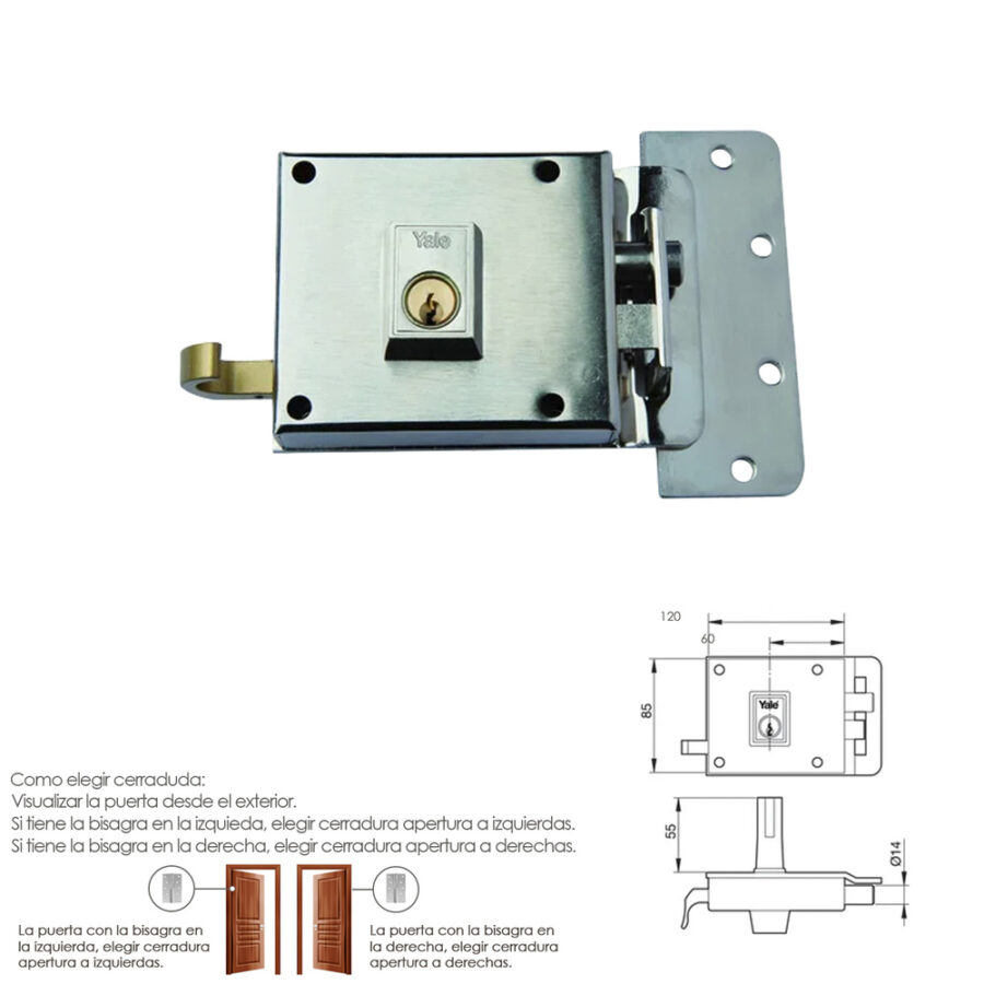 Cerradura Yale 6-12-hn/ Derecha