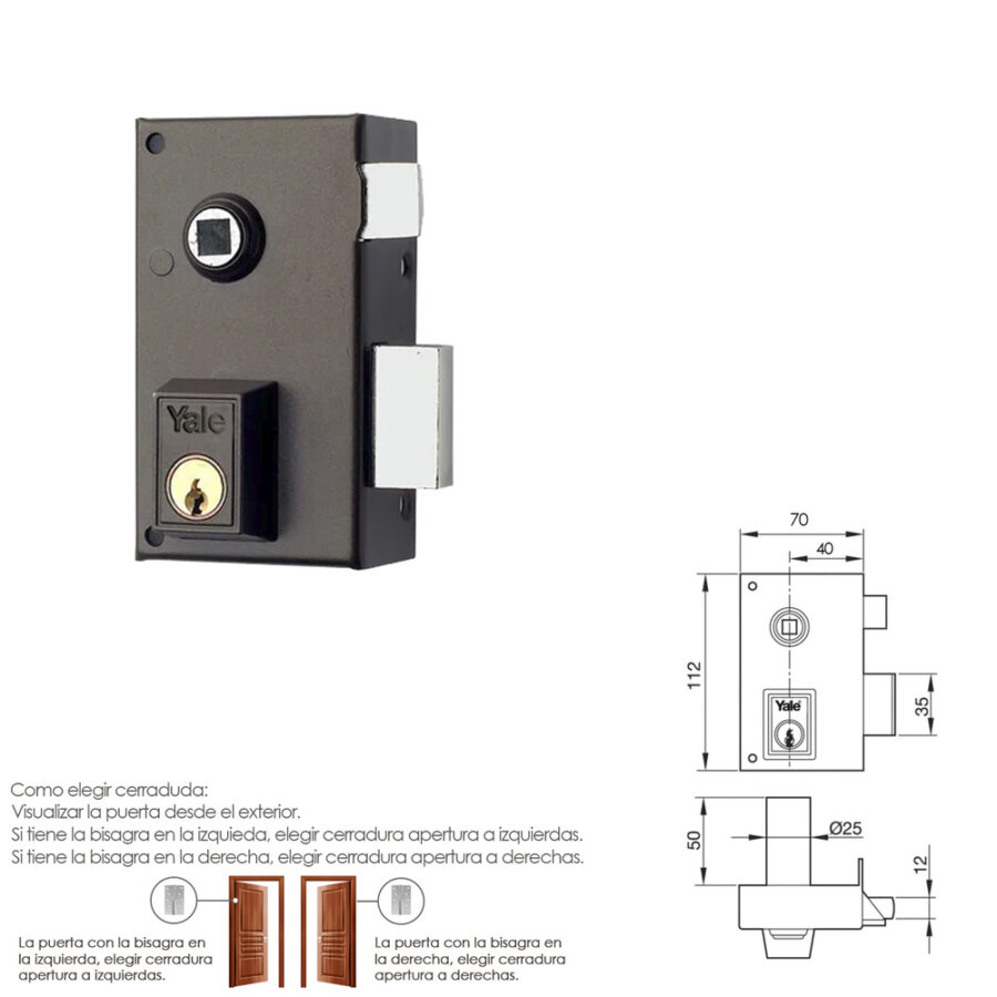 Cerradura Yale 56-b/hp/70/ Derecha