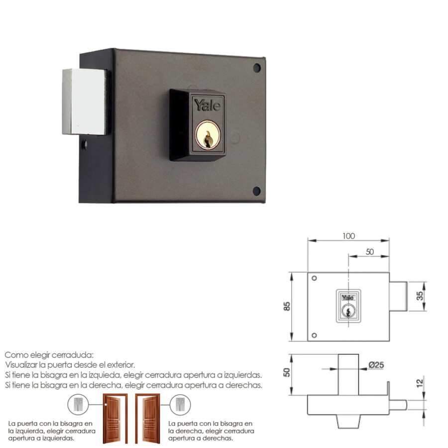 Cerradura Yale 124-a/hpr/10/ Izquierda