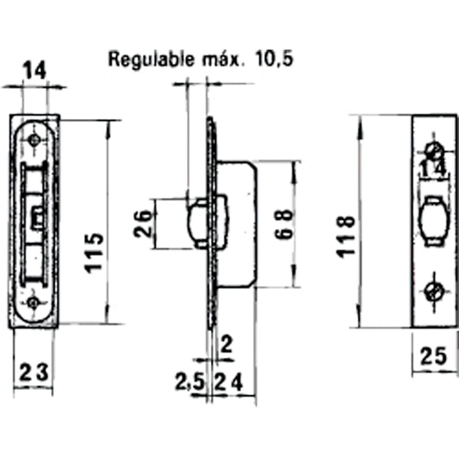 Cerradura Lince 5554 Aluminio 14 mm.