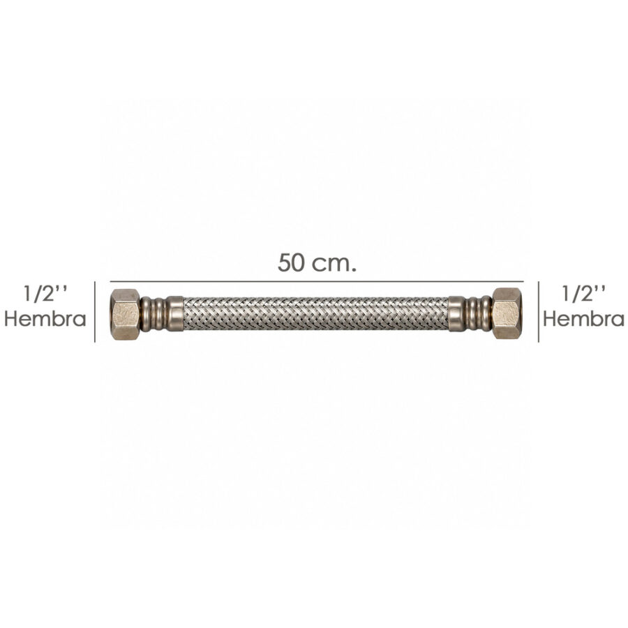 Latiguillo Flexible Reforzado Acero Inoxidable Termo Hembra 1/2" - Hembra 1/2" Longitud 500 mm