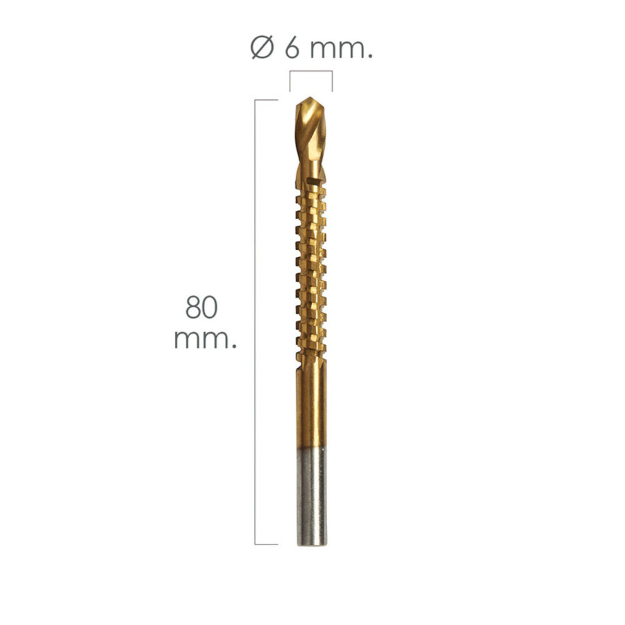 Fresa Rotativa Para Metales HSS Ø 6 x 80 mm. Para Taladro / Fresadora