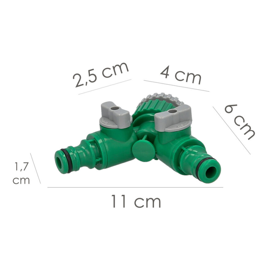 Adaptador Manguera Plastico 3/4 - 1" Hembra con 2 tomas Blister