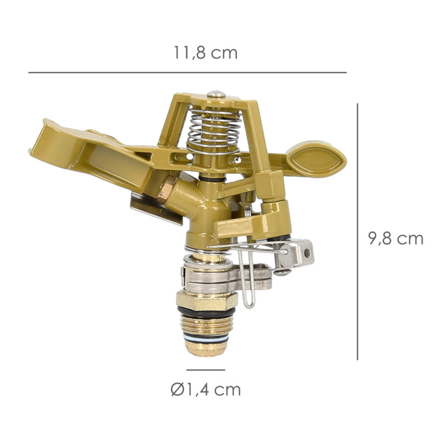 Aspersor Riego Regulable Metalico Sectorial Toma 1/2" Fabricado En Zinc, Riego De Jardines / Cesped