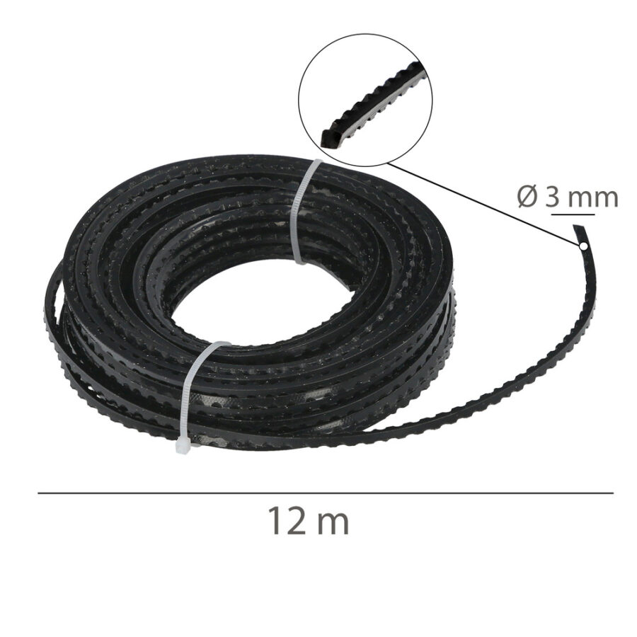 Hilo Nylon / Aluminio Dentadado Cuadrado Profesional Ø 3,0 mm. (Rollo 12 metros)