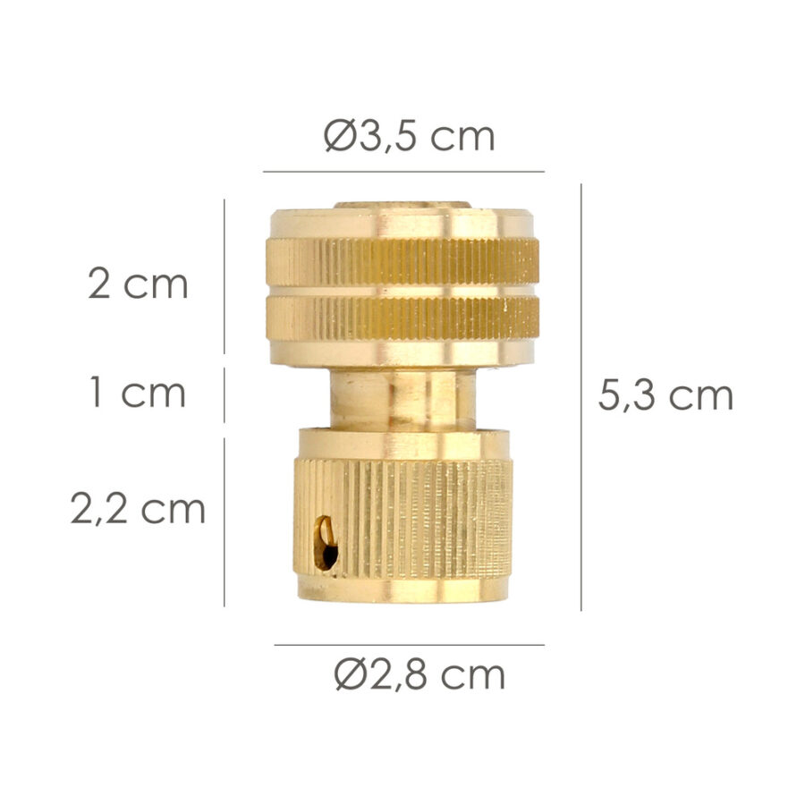Conector Manguera Con Función STOP Fabricado en Laton 3/4" Hembra, Adaptador Grifo, Conector Grifo A Conector Rapido