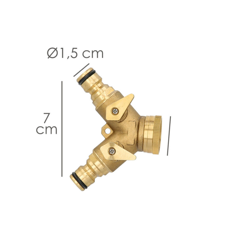 Adaptador Manguera Laton 2 tomas para Grifo 3/4"
