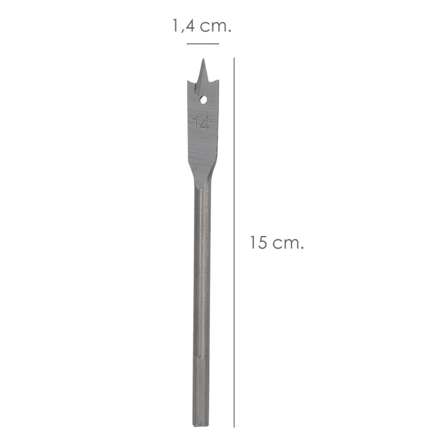 Broca Plana Madera 3 Puntas Wolfpack 14,00 mm.