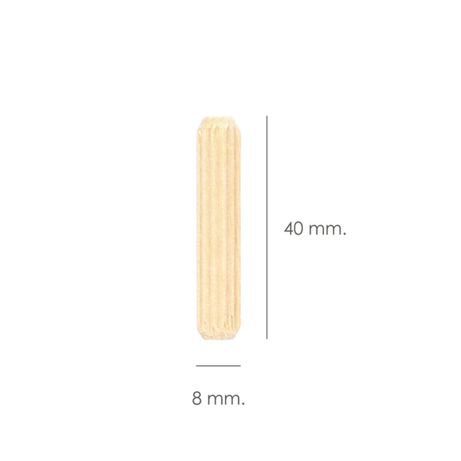 Espigas Madera 8x40 mm. (Bolsa de 50 Piezas)