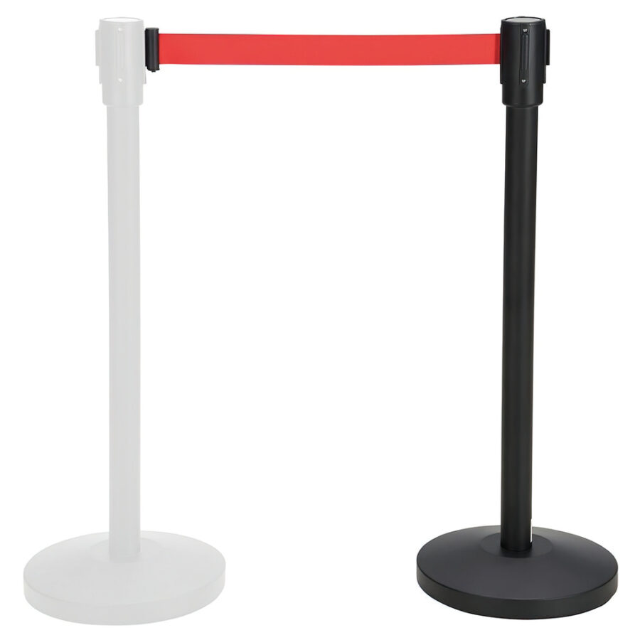 Poste Separador Cinta Extensible 3 Metros. Ø Base 32 cm. Ø Tubo 5,1 cm. Altura 91 cm.