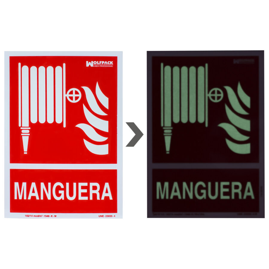 Cartel / Señal Fluorescente Manguera 21x 30 (Alt.) cm.