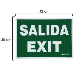 Cartel / Señal Fluorescente Salida Exit 42 x 30 (Alt.) cm.