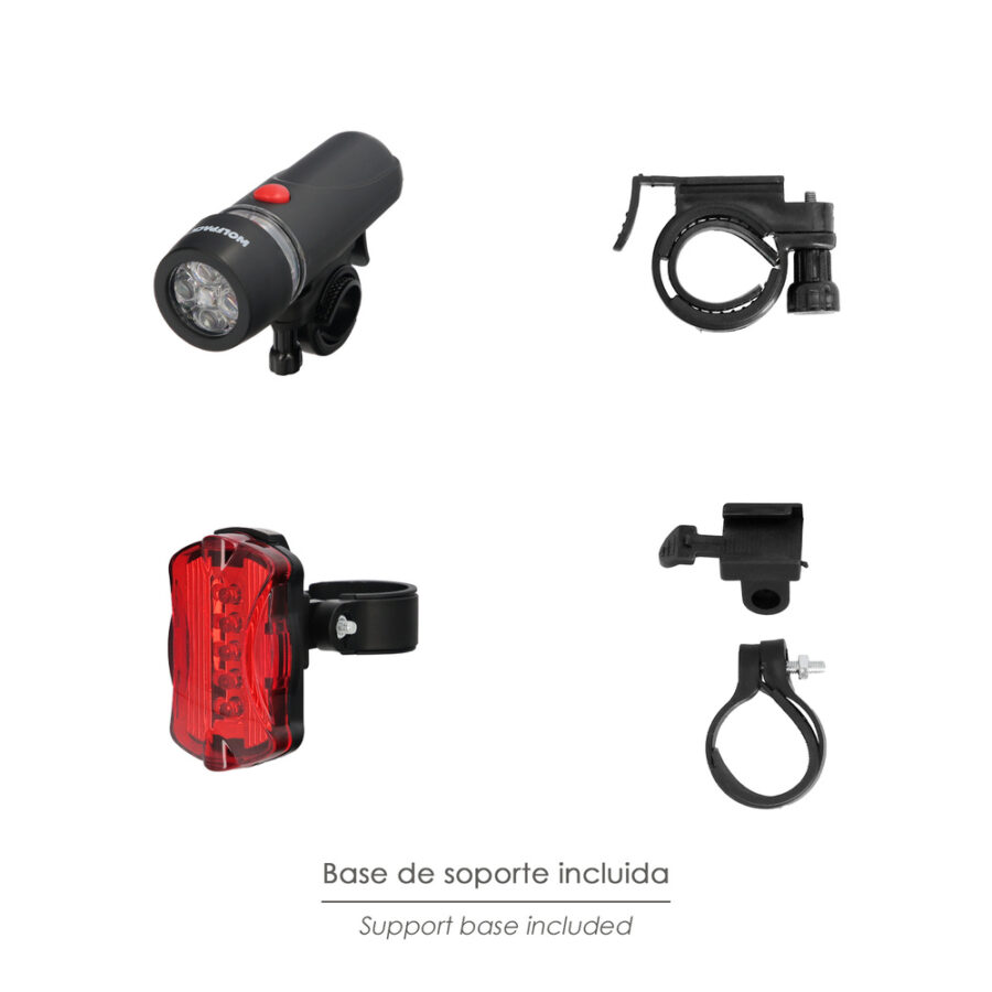 Kit Luces Led Delantera y Trasera Para Bicicleta / Patinete. Funcionamiento a Pilas.