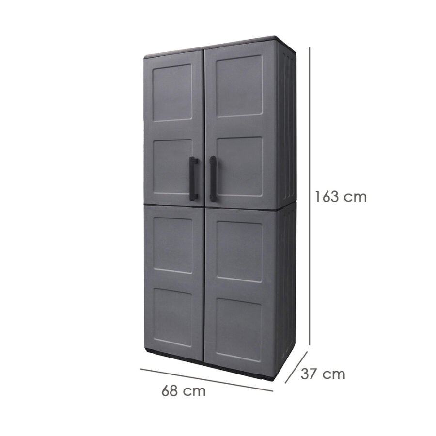 Armario Resina Alto 68x37x169 cm. Color Gris Oscuro
