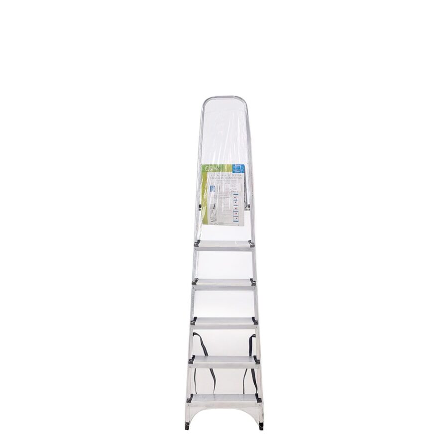 Escalera Aluminio 6 Peldaños Plegable, Uso doméstico, Antideslizante, Ligera y Resistente
