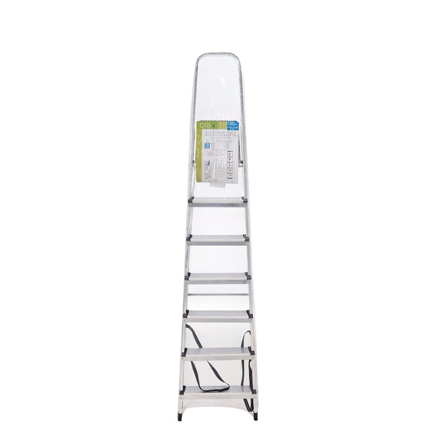 Escalera Aluminio 7 Peldaños Plegable, Uso doméstico, Antideslizante, Ligera y Resistente